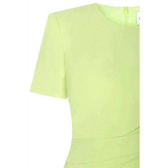 NEW ROLAND MOURET draped sheath dress in lime green